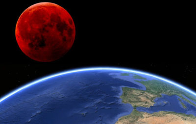 Imágenes De La Luna Sangrienta y la tierra
